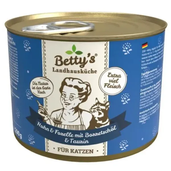 Betty's Landhausküche Katze Dose Huhn und Forelle (6 x 200g)